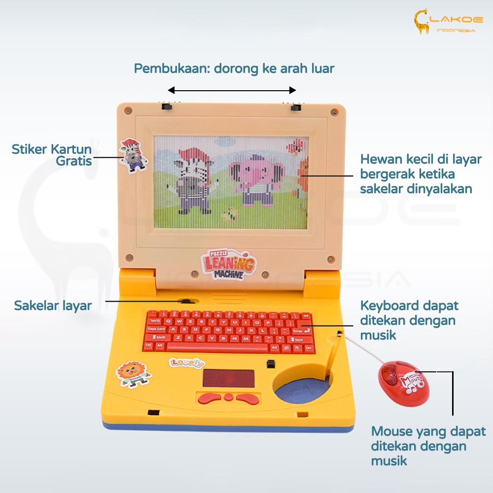 Lakoe Mainan Laptop Anak/Learning Machine Notebook Laptop Mainan Edukasi Anak/Laptop Mainan Mini
