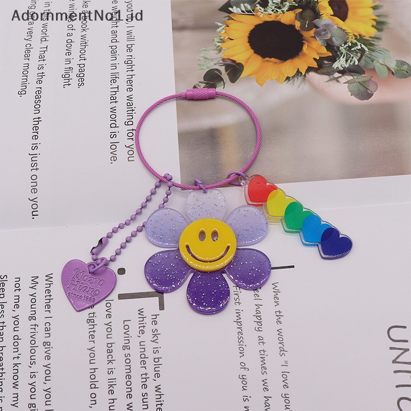 [AdornmentNo1] Kreatif lucu gantungan kunci manis bunga liontin mobil gantungan kunci gadis permen warna Keyring Sunflower Keys dekorasi untuk perhiasan tas