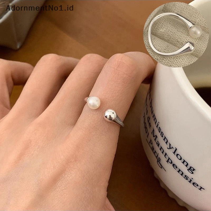 [AdornmentNo1] Cincin mutiara simulasi minimalis lucu ukuran yang dapat disesuaikan gaya korea Fashion pesta pernikahan Vintage cincin jari wanita hadiah perhiasan