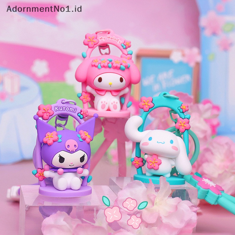 [AdornmentNo1] Sanrio gantungan kunci Kuromi gantungan kunci Anime Cinnamoroll My Melody ornamen liontin untuk wanita tas pesona mobil Keyring hadiah ulang tahun