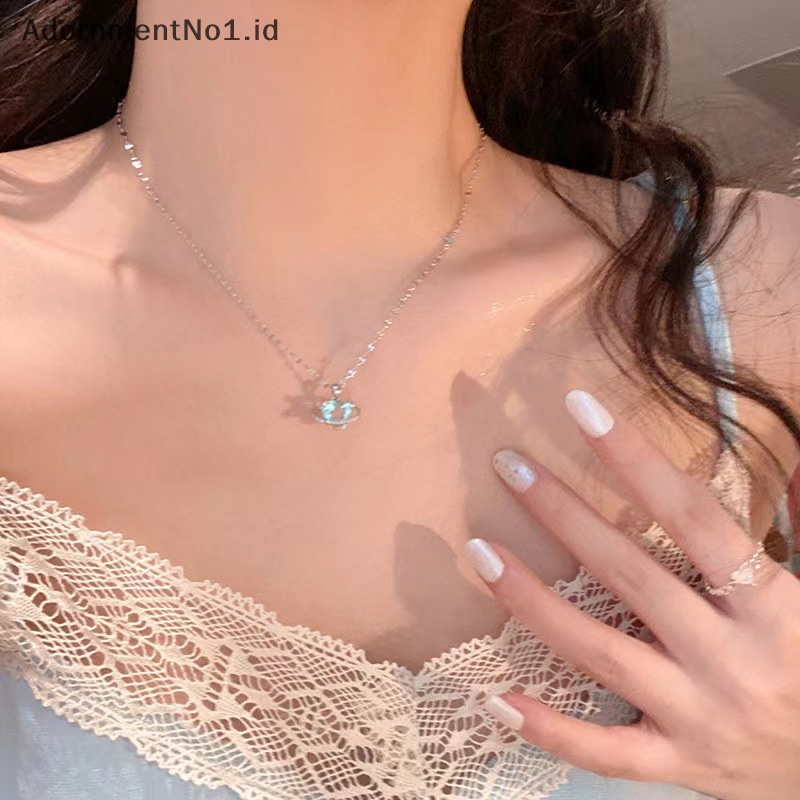 [AdornmentNo1] Korea Fashion kalung berbentuk hati zirkon kalung liontin temperamen rantai klavikula untuk wanita perhiasan hadiah pesta ulang tahun