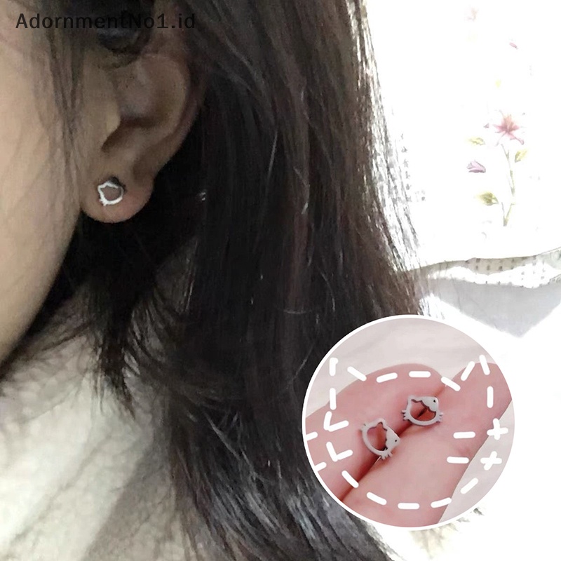 [AdornmentNo1] Lucu Kitten Ear Studs Fashion Mini warna emas Alloy Cat Stud Earrings perempuan minimalis perhiasan aksesoris hadiah