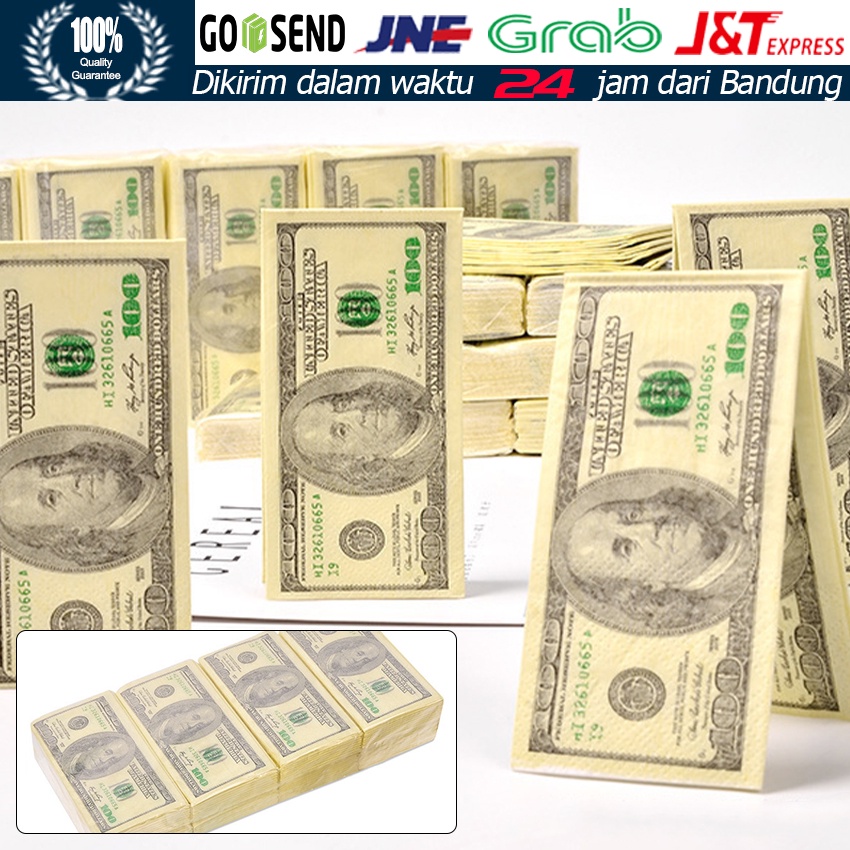 Tissue Dollar / Tisu Berwarna dengan Motif Cetak / Tisu Makan Portabel