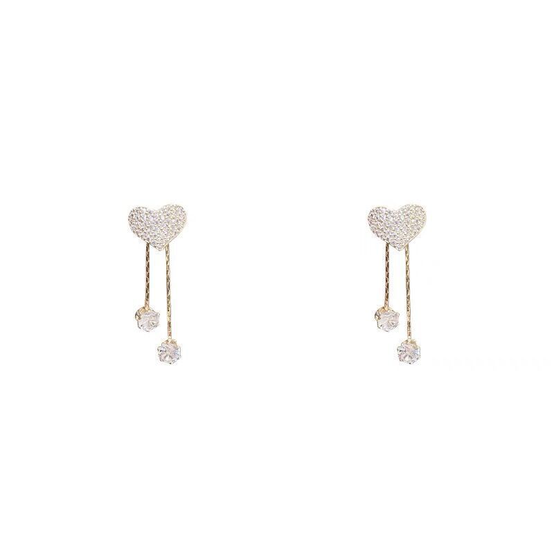 Mewah Crystral zirkon Drop anting elegan jantung anting untuk wanita Hypoallergenic perhiasan aksesoris