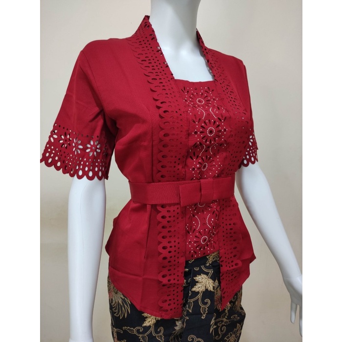 

Atasan kebaya kutubaru Naomi / Kebaya modern / Kebaya merah maroon - XXL