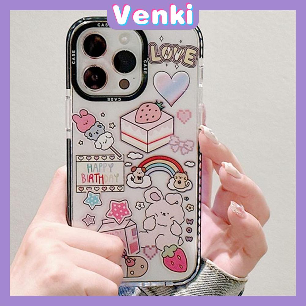 Venki - Case iPhone 11 iPhone Case Soft Case Bening Case Tebal Tahan Guncangan Bingkai Kamera Kelinci Pelangi Lucu Kompatibel dengan iPhone 14 Pro Max 13 Pro Max 12 Pro Max 11 Pro Max XR XS 7