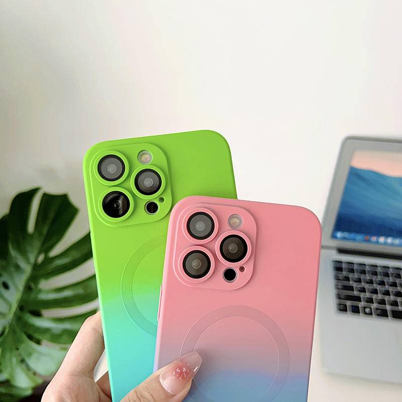 Gradient Soft Silicone Magsafe Magnetic Wireless Charging Case Untuk Iphone14 13 Pro Max14 Plus Matte Shockproof Cover Untuk iPhone 14Pro 13Pro 14plus