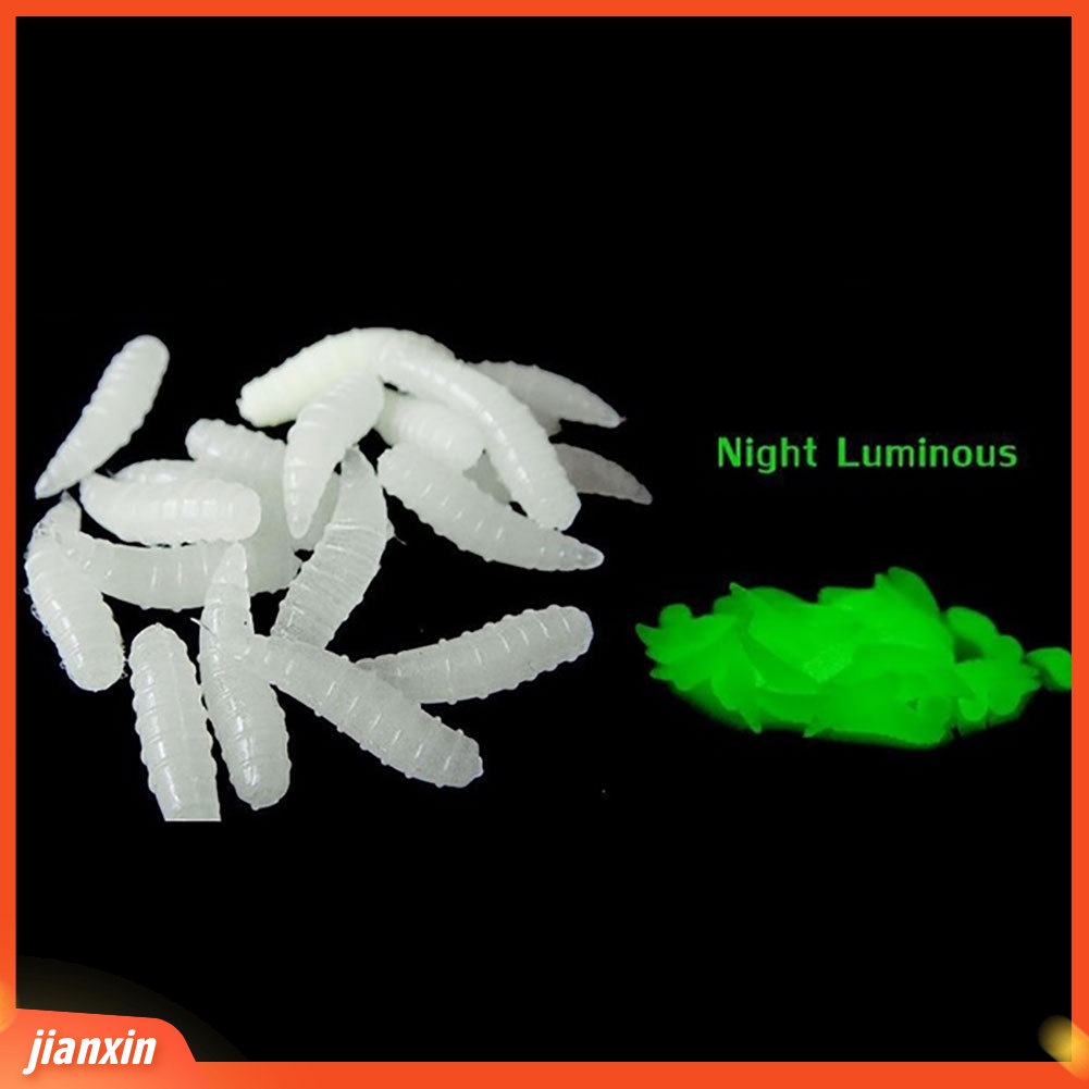 (In Stock) 1.6 cm Malam Laut Glow Pesca 50 Pcs Memancing Memikat Maggot Grub Umpan Lembut Cacing Noctilucent Bercahaya H11759|26501perlengkapan Mancing