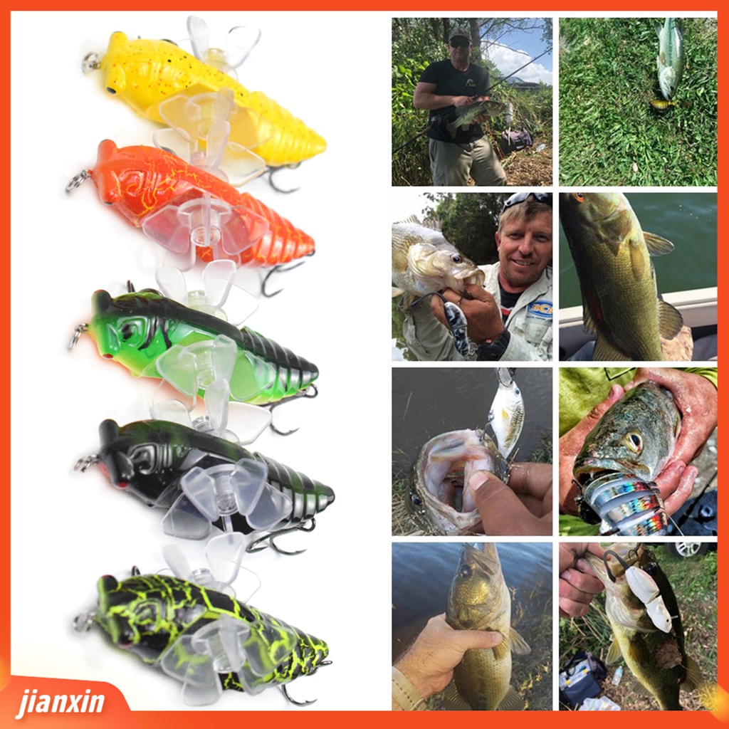 (In Stock) 15.5g 7.5cm Cicada Lure Hard Rotating Wheel ABS Insect Fishing Barb Hooks Umpan Buatan Untuk Outdoor