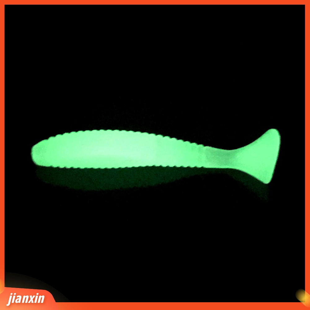 (in Stock) 6 Pcs Luminous Glow in The Dark Soft Fishing Lure Umpan Buatan Aksesori Kit