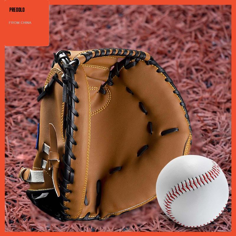 [Predolo] Baseball Catcher Gloves PU with Baseball Ball Teeball Glove Pria Wanita Unisex