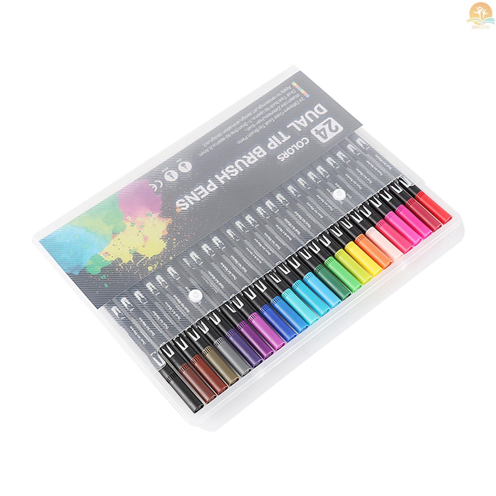 In Stock 24warna Spidol Set Double Tipped Colored Pen Fine Point Art Marker Untuk Anak-Anak Dewasa Mewarnai Gambar Ilustrasi Sketsa Artis