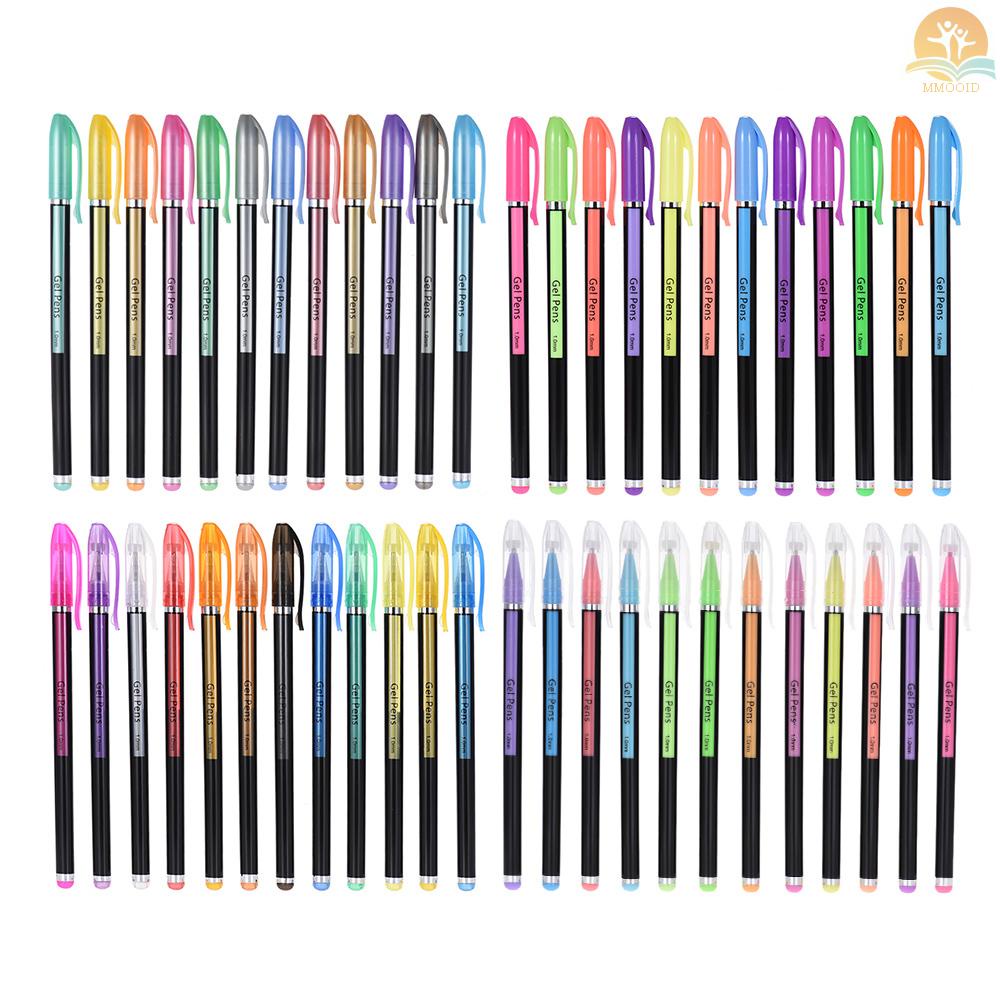 In Stock 48warna Pulpen Gel Termasuk Glitter/ Neon/Guas/ Bolpen Logam Menandai Gambar Highlight Untuk Pelajar Buku Mewarnai