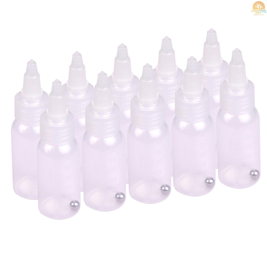 In Stock Kotak 10-Each 1.2-Ounce (35cc) Airbrush Botol Penyimpanan Cat Toples PP Dan Penutup Dengan Garis Skala Anti Bocor Untuk Dual-Action Siphon Feed Air Brush Airbrushing Accesso