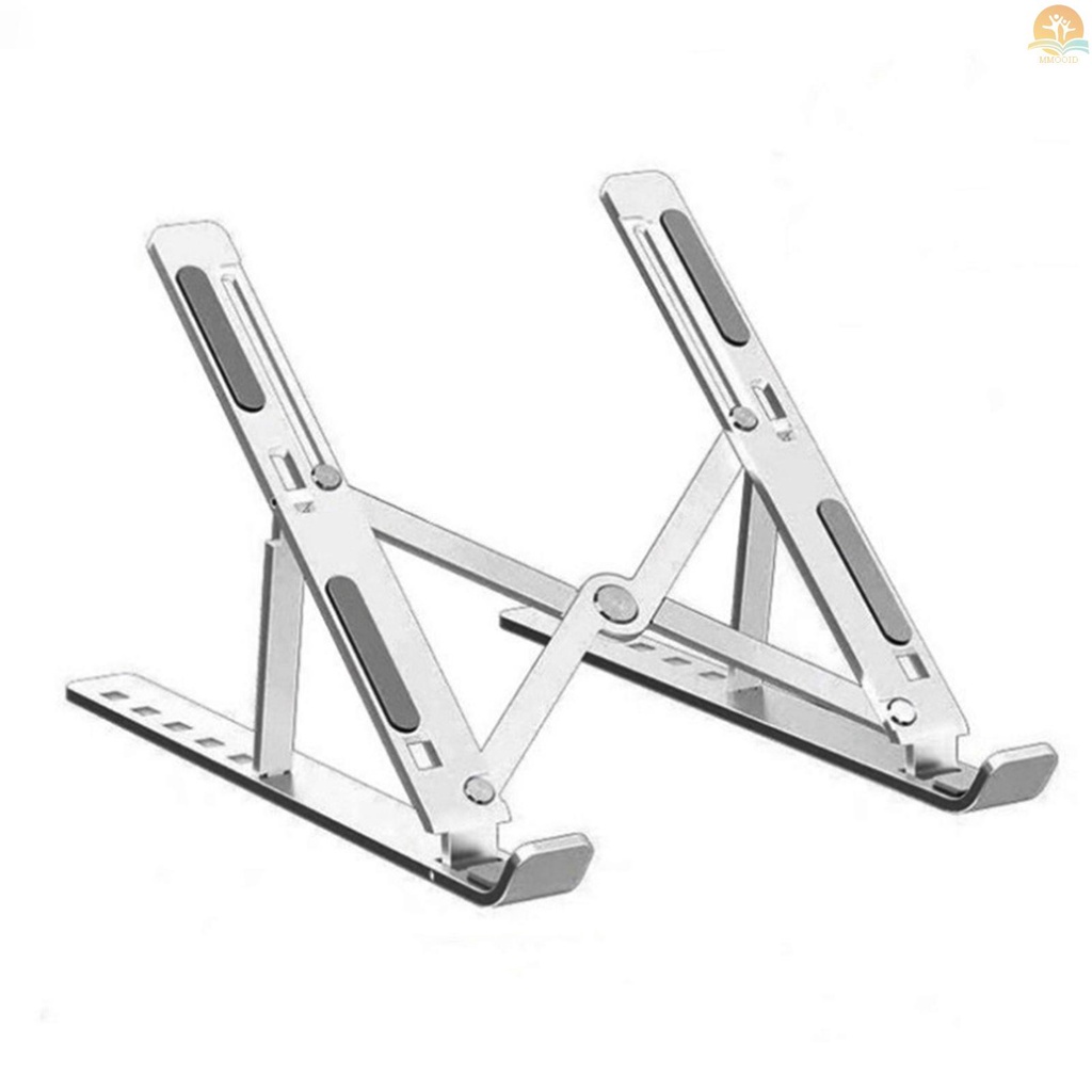 In Stock Aluminum Alloy Laptop Stand Portable Foldable  Notebook Holder Ergonomic Desktop Laptop Riser Bracket with 6 Levels Height Adjustment for Laptop  within 15.6