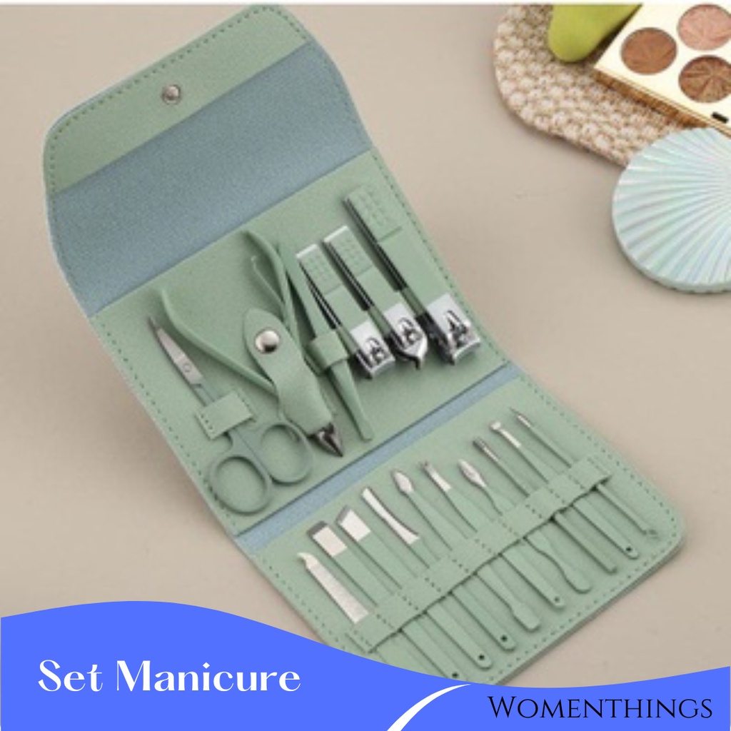 16pcs Gunting Kuku Set 16 12 in 1 Stainless Steel Anti Karat Set Manicure Manicure Set Pinset