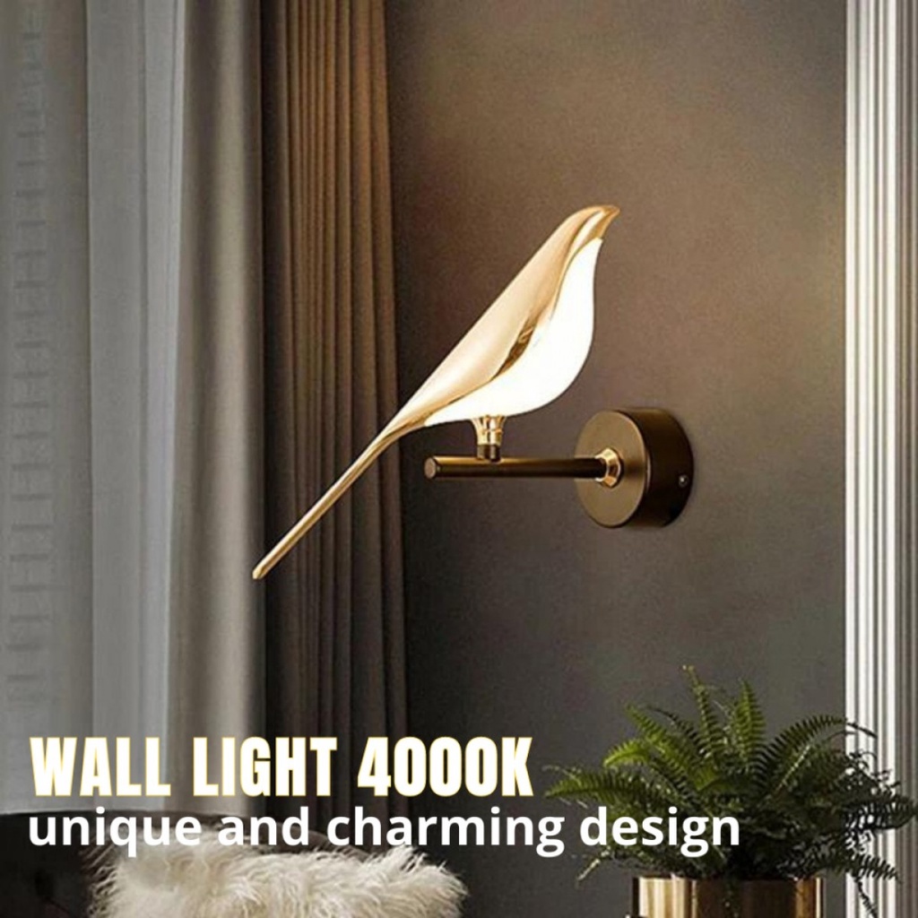 BVLAMSSI Lampu Dinding Hias Rumah Bentuk Burung Wall Light 4000K 10W