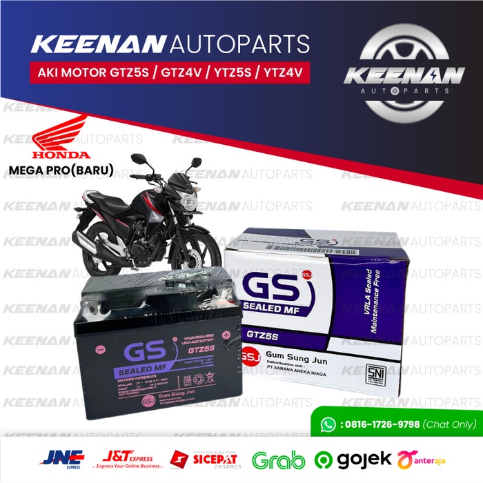 Aki Motor Honda Mega Pro (New) GTZ5S GS J Accu Kering MF