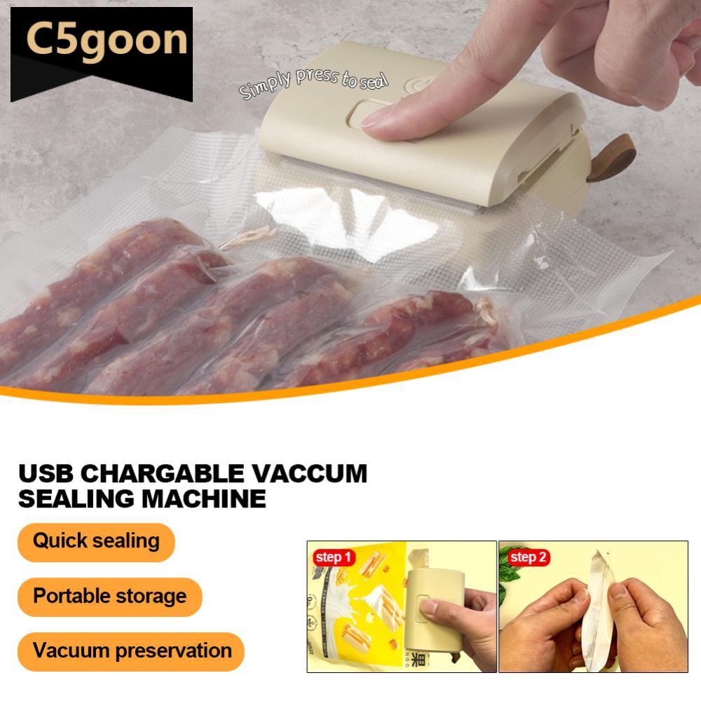 C5goon Mesin Vacuum Sealer Elektrik Multifungsi USB Rechargeable Food Storage Sealer Mesin Pengemas Vakum Sealer Otomatis D1Z2