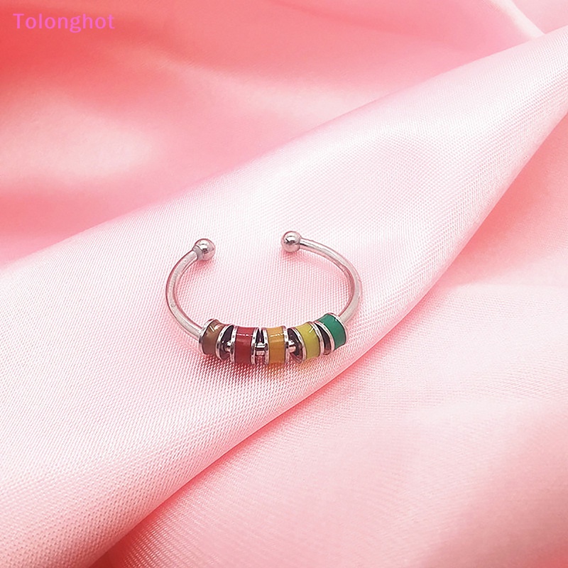 Tolonghot&gt; Fashion Stainless Steel Gratis Spiral Fidget Anxiety Rings Dibuka Anti Stress Relief Perhiasan Untuk Wanita Stress Reliever Rings well