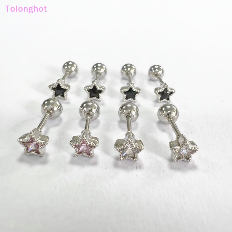 Tolonghot&gt; 1Pcs Titanium Steel Zirkon Bintang Telinga Tulang Kuku Spiral Stud Anting Untuk Wanita Gadis Pesta Perhiasan Hadiah well