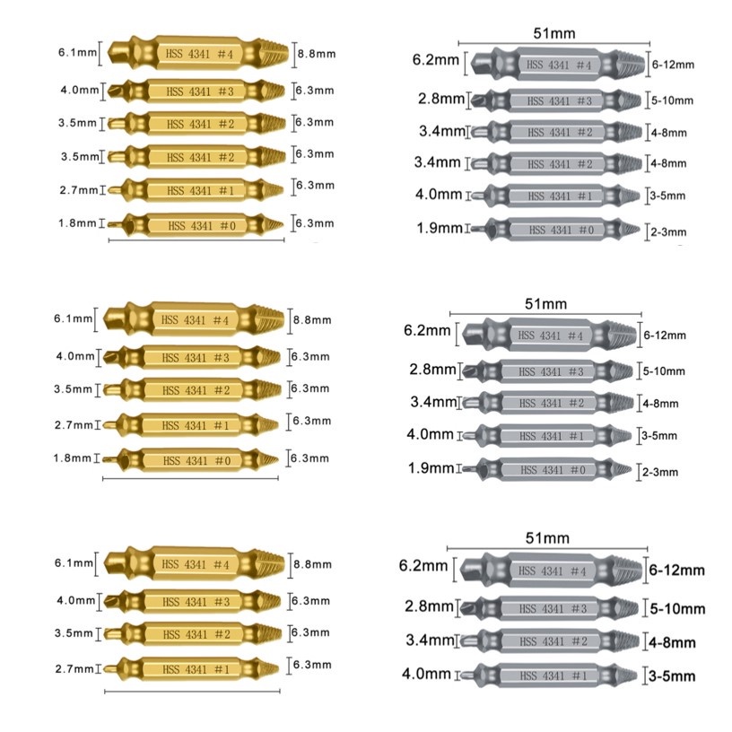 BABYBOZ - 4/5/6 PCS SET DIZAINLIFE Set Mata Bor Extractor Broken Screw Remover ALAT PELEPAS SOLUSI BAUT RUSAK MELEPAS BAUT