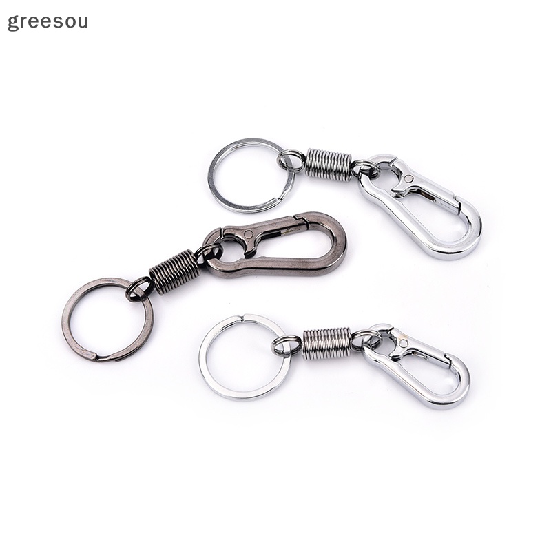 Greesou 1pc Gesper Labu Stainless steel carabiner Gantungan Kunci Gesper anti Hilang Ditarik ID