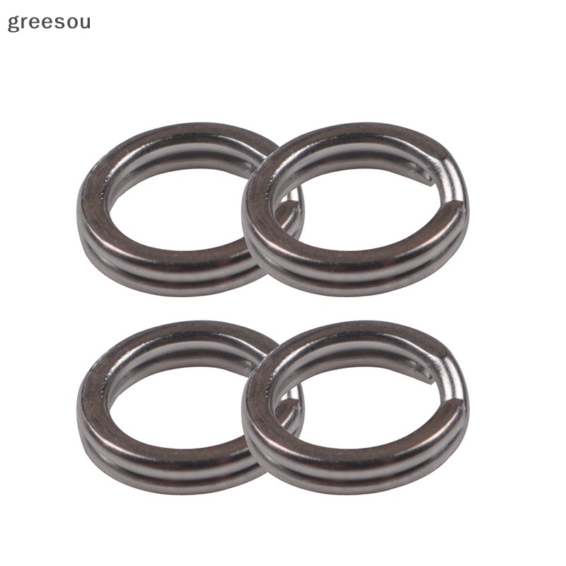 Greesou 100 Pcs Memancing Split Rings 2.5-8MM Engkol Umpan Keras Snap Silver Stainless Steel Double Loop Split Open Carp Fishing Lure ID