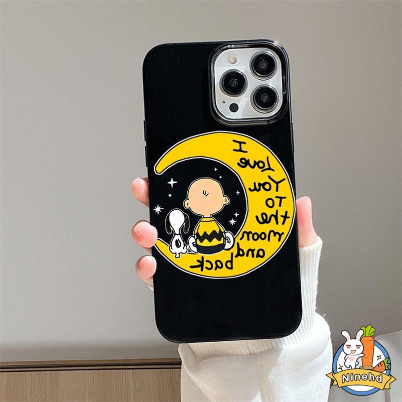 IPHONE Snoopy Kartun Fashion Phone Case Kompatibel Untuk Iphone14 13 12 11 Pro Max X Xr Xs Max 8 7 6 6s Plus SE 2020simple Shockproof Glossy Silikon Case Frame Pelindung Penutup Belakang