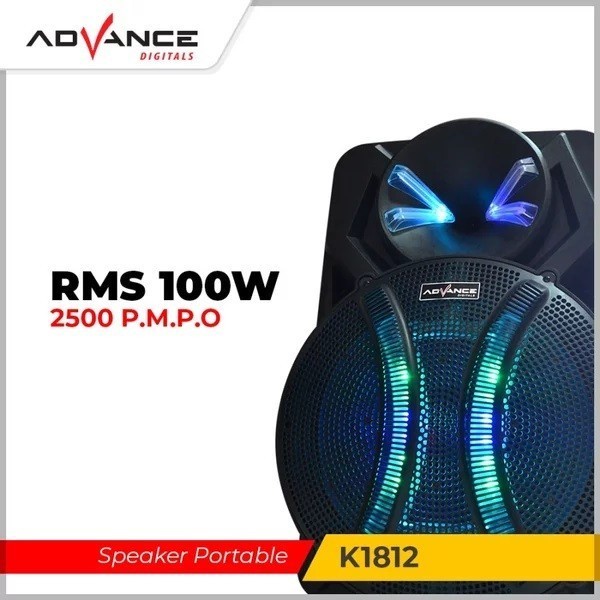 ADVANCE K1812 K-1812 Speaker Meating Portable Bluetooth 2 mic 18 inch / Speaker Meating / Speaker Karoeke / Speaker Bluetooth