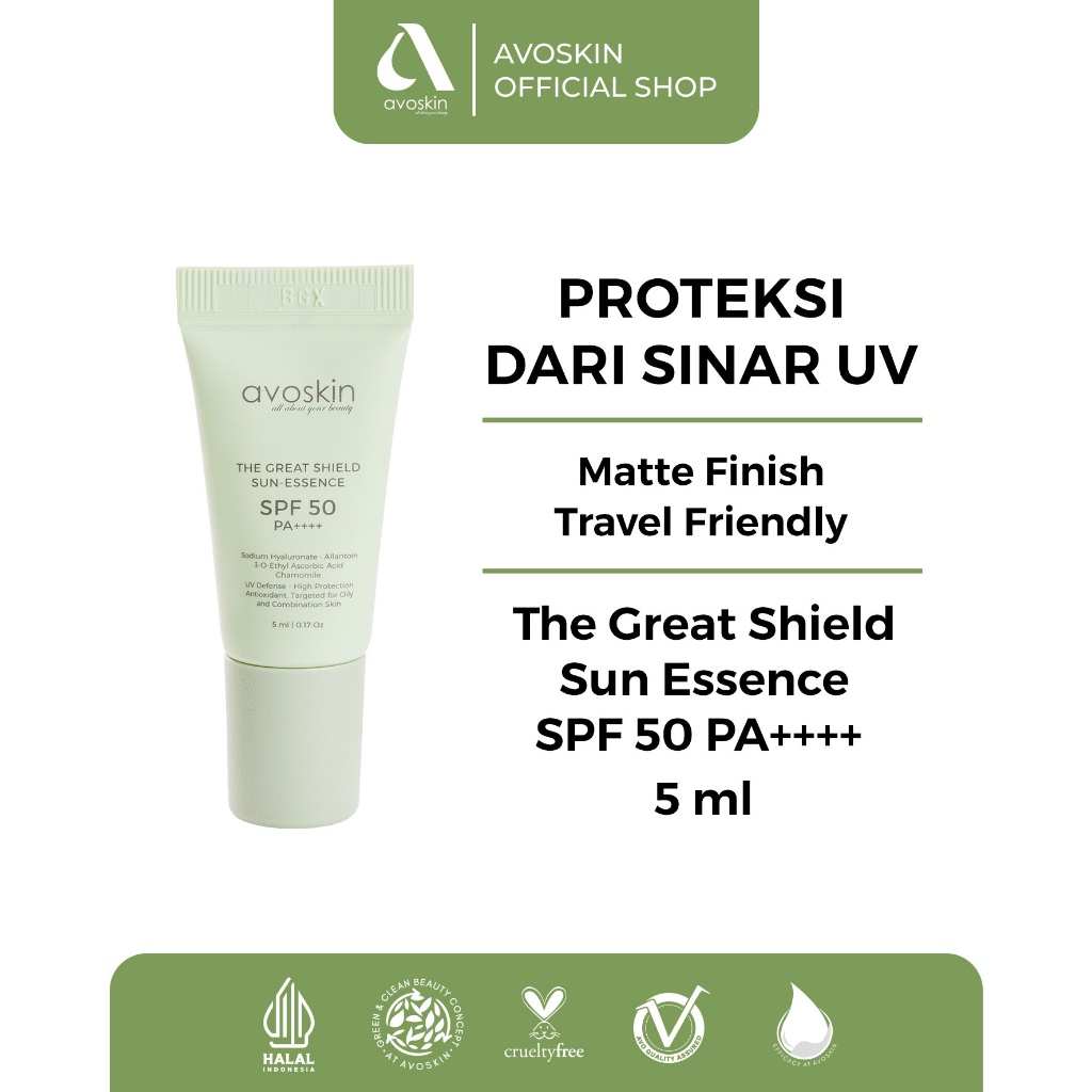 Sunscreen Avoskin The Great Shield SPF 50 PA++++ 5ml - Kulit Berminyak