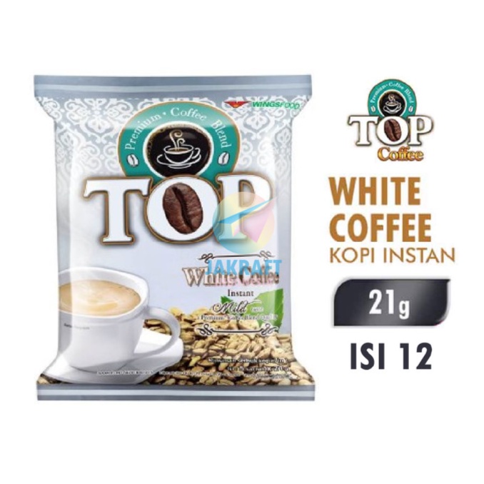 TOP White Coffee Kopi Bubuk Instan 1 Renceng isi 12 Sachet @21gr