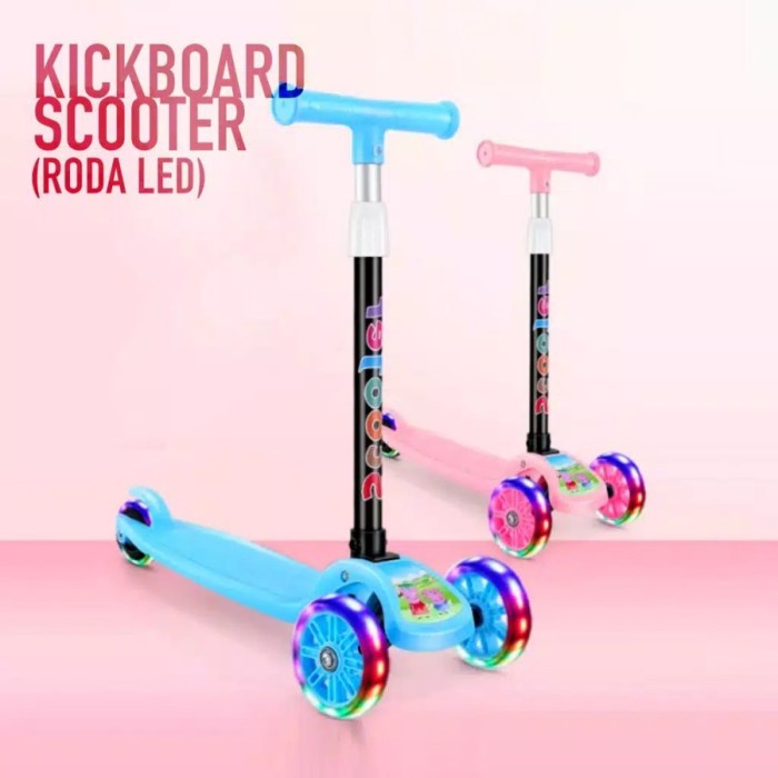 Skuter KICKBOARD Otoped Scooter Lipat LED Lampu Roda 3 Hadiah Anak