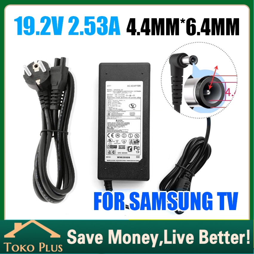 Charger Adaptor Samsung 19V 2.53A 48W Jarum Plus Kabel Power/ 48W 19V 2.53A AC Adapter Charger TVLED