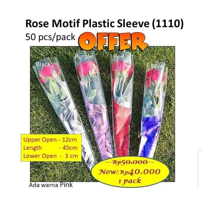 Rose Sleeve - plastik bunga satuan - plastik mawar - Hitam