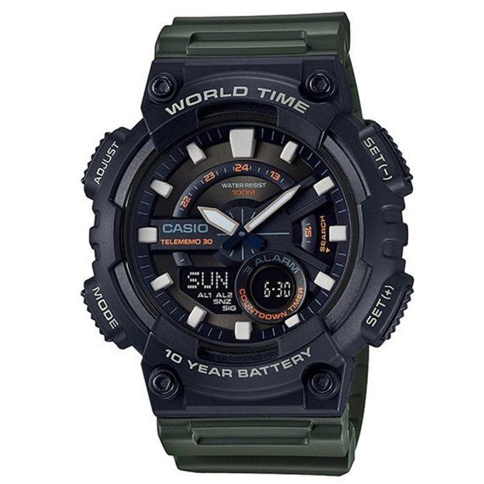 Original 100% CASIO AEQ-110W-3AVDF Jam Tangan Pria AEQ110W AEQ-110W-3A Garansi Resmi 1 Tahun