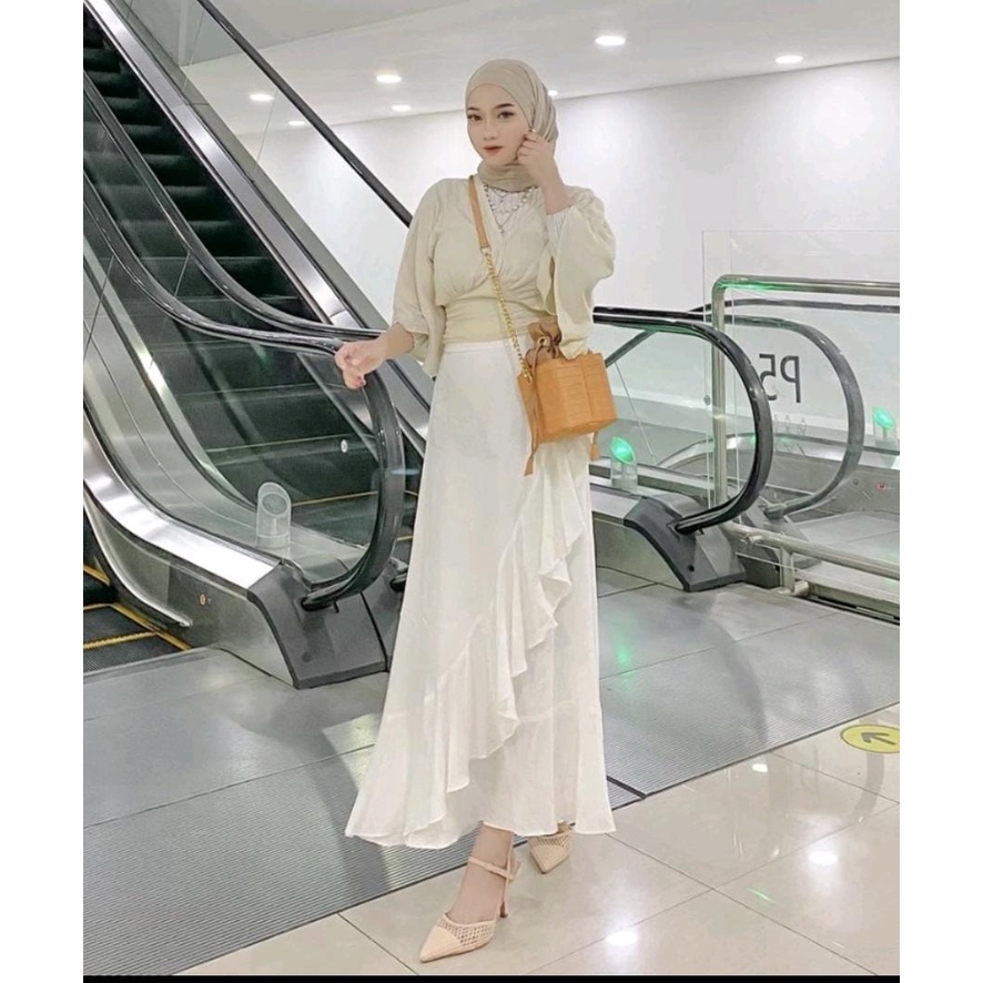 LESLEY CRINKLE AIRFLOW PREMIUM SKIRT ROK REMPEL SLIT TALI ORIGINAL PREMIUM MURAH