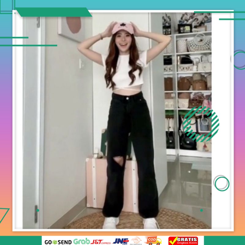 CELANA KULOT SPECIAL EDITION TERMURAH KEREN /CELANA HAIGHWAIST KULOT JEANS SOBEK LUTUT//CELANA KULOT