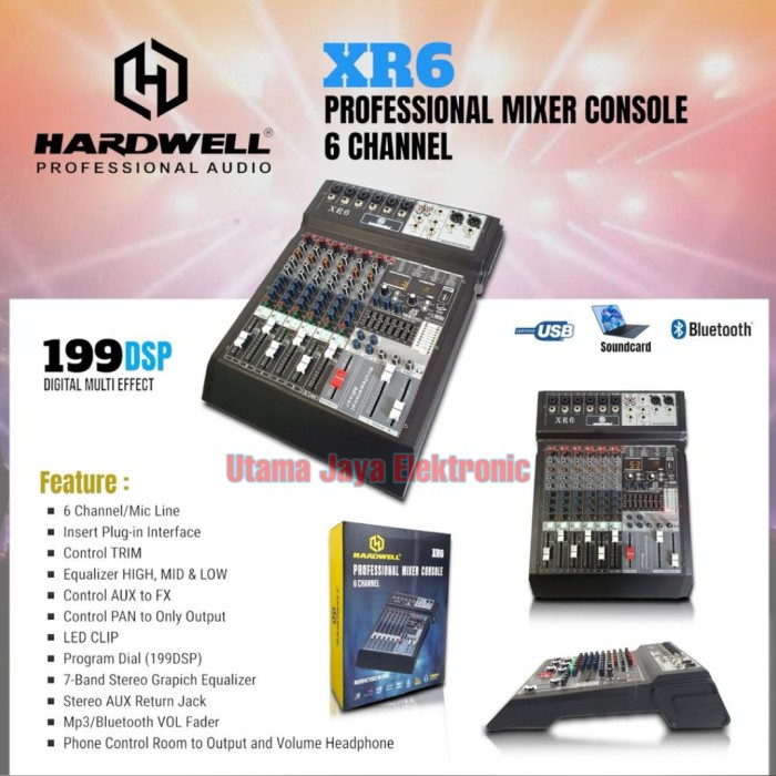 Mixer Audio Hardwell XR6 6 Channel XR 6 Bluetooth Soudcard Original CYHSTORE