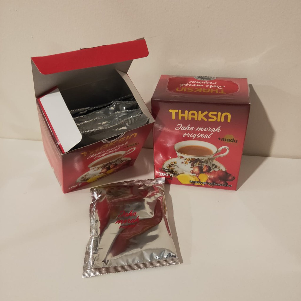 

Minuman Jahe Merah + Madu ORIGINAL Thaksin (1 box isi 5 bungkus)