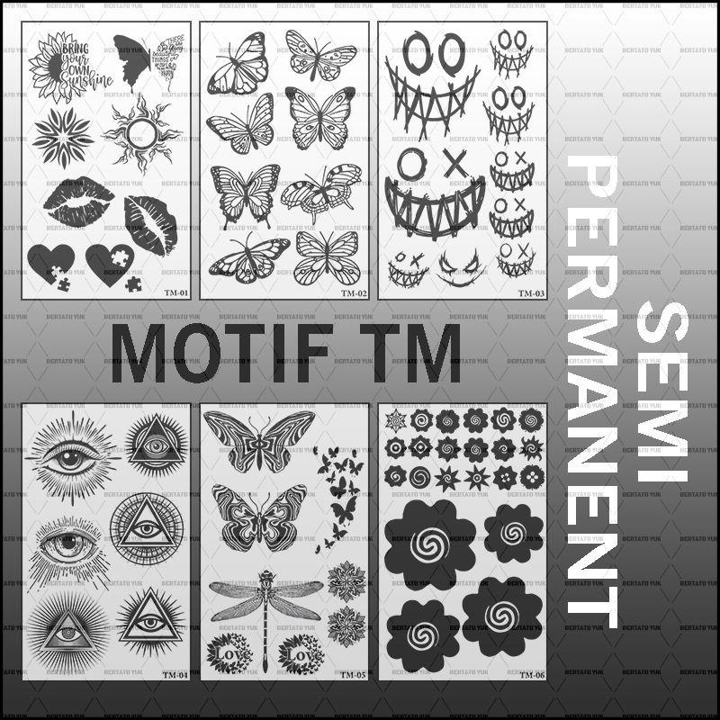 BERTATO-Stiker tato temporer semi permanen Motif TM / Tato temporer anti air semi permanen / Bertato