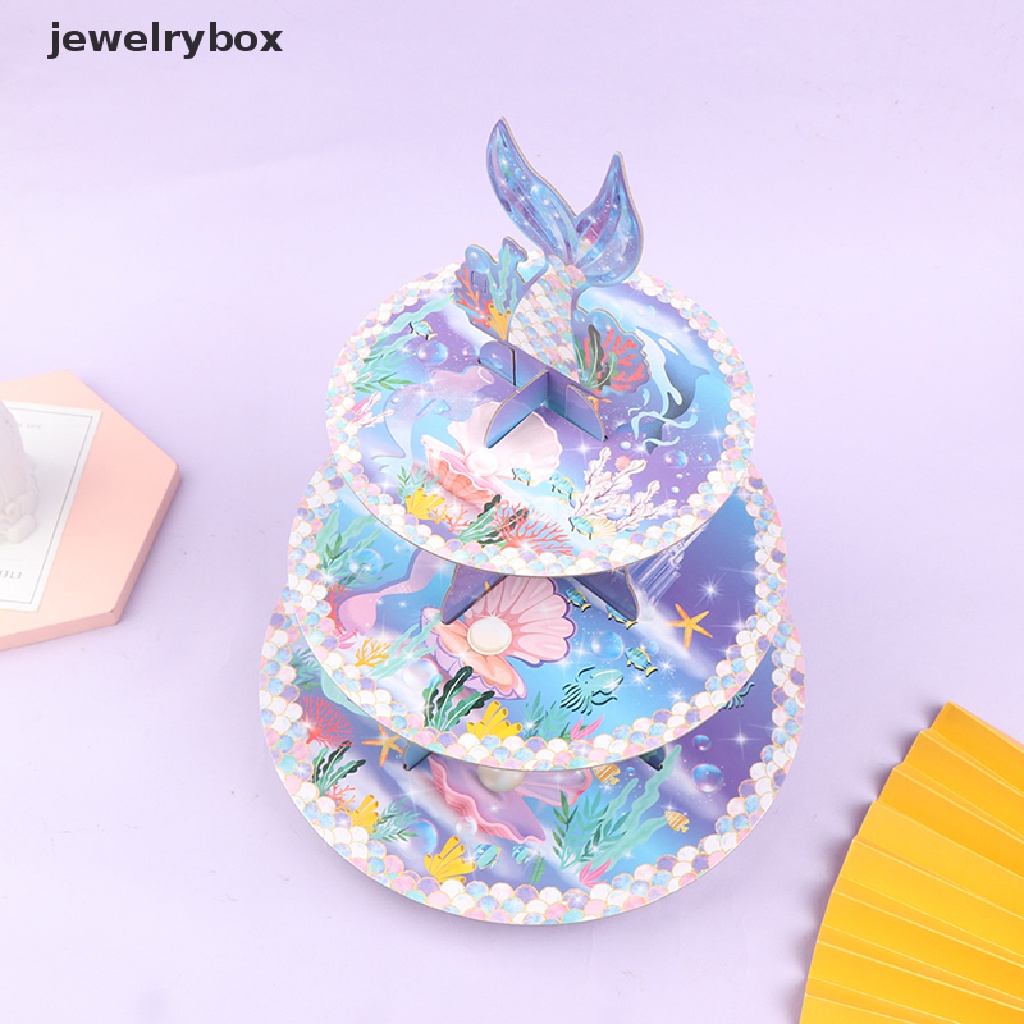 [jewelrybox] 1set Mermaid Birthday Cake Stand Mermaid Party Untuk Hadiah Ulang Tahun Baby Shower Butik