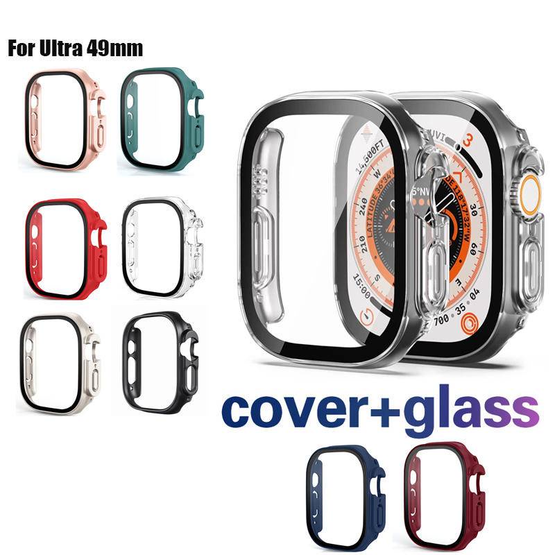 Hard PC Case Tempered Glass Pelindung Layar Cover Pelindung Untuk Apple Watch Ultra 49mm