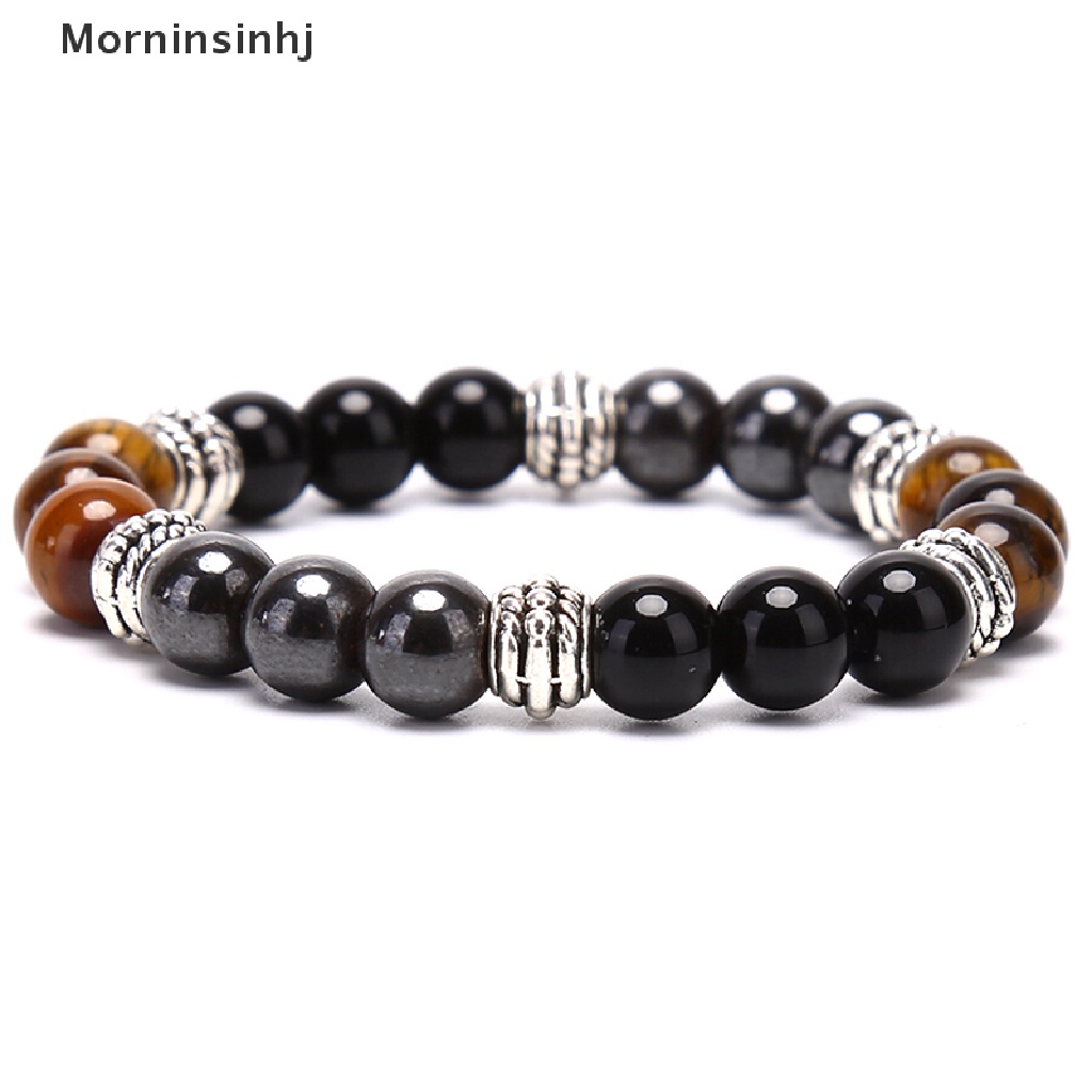 Mornin Gelang Manik Batu Alam Tiger Eye Magic Hematite Obsidian Bangle Wanita id