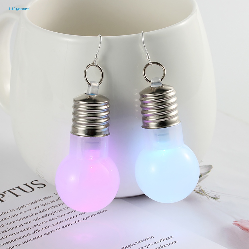 Lilyscent Perak Disepuh Bohlam LED Pencahayaan Kait Anting Pesta Pub Club Wanita Perhiasan Decor