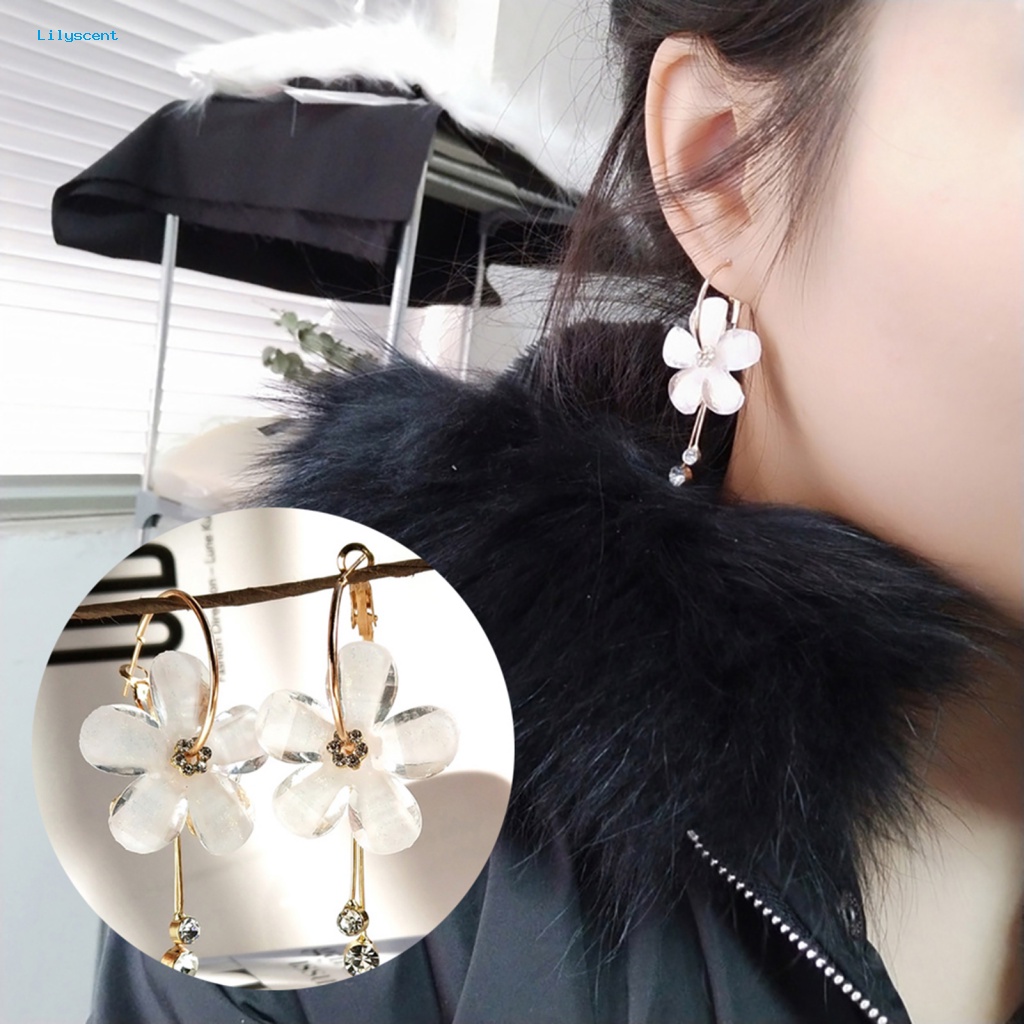 Lilyscent 1pasang Anting Menjuntai Elegan Untuk Perjamuan Wanita Anting Menjuntai Kelopak Fashionable