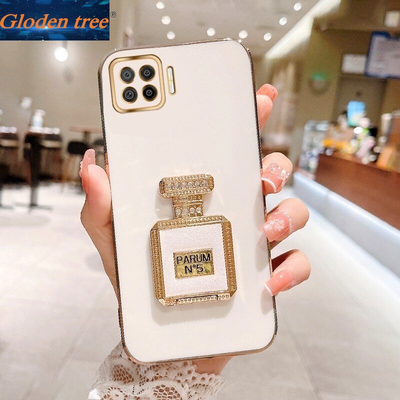 Casing Case Pohon Gloden Untuk OPPO A74 5G 4G A73 2020 A76 A77S A77 5G A7 Case Dengan Botol Parfum Kickstand Lipat Cakupan Penuh Casing Kamera