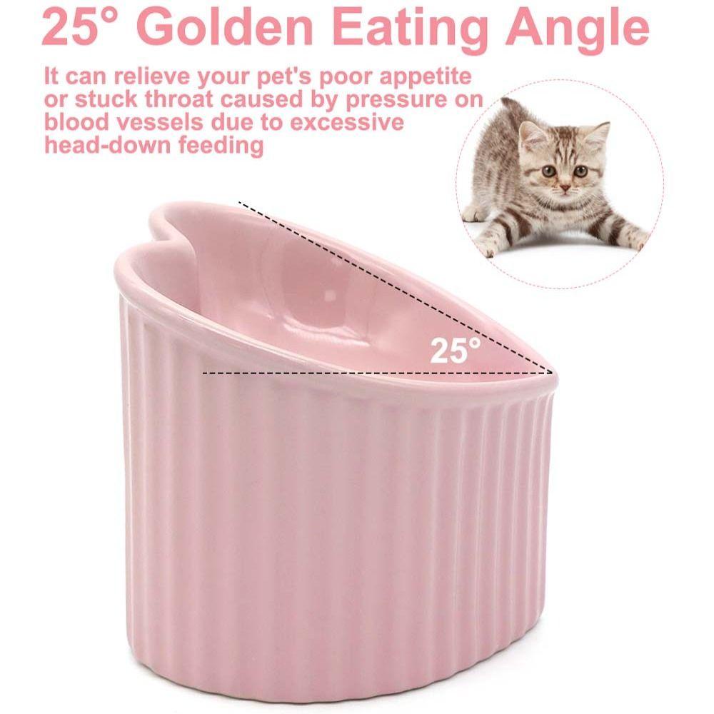 [Elegan] Mangkuk Makanan Kucing Cinta Lucu 3d Tempat Makan Kucing Drinker For Dog Cat Drinking Eat Protection Cervical Water Feeder Container