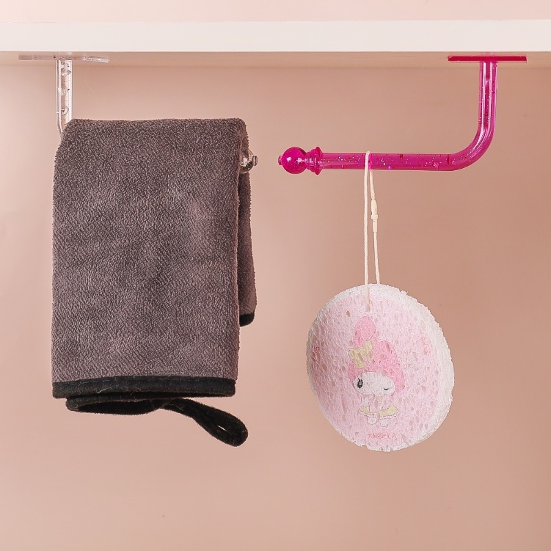 Self Adhesive Crystal Free Punch Hair Rope Holder/Gantungan Perhiasan Serbaguna/Kait Tas Kain Tahan Air Lembab/Rak Penyimpanan Transparan Home Organize Accessories