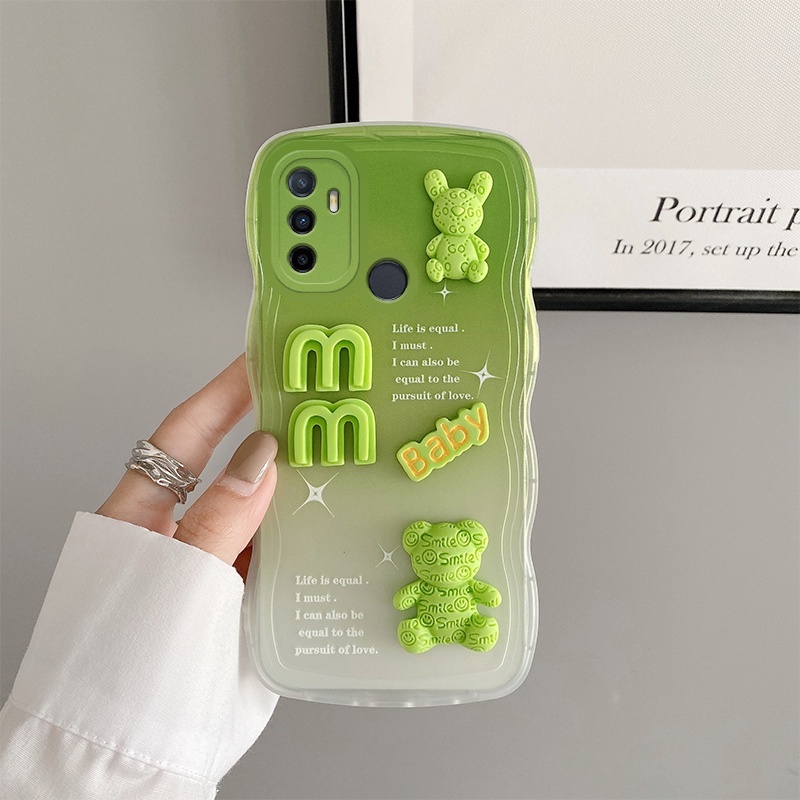 Gloden tree Phone Case Untuk OPPO A53 A33 A32 2020 A53S A11S 2021kotak Telepon 3D Alphabet Bear Pelindung Kamera Pelindung Penutup Belakang Couple Case